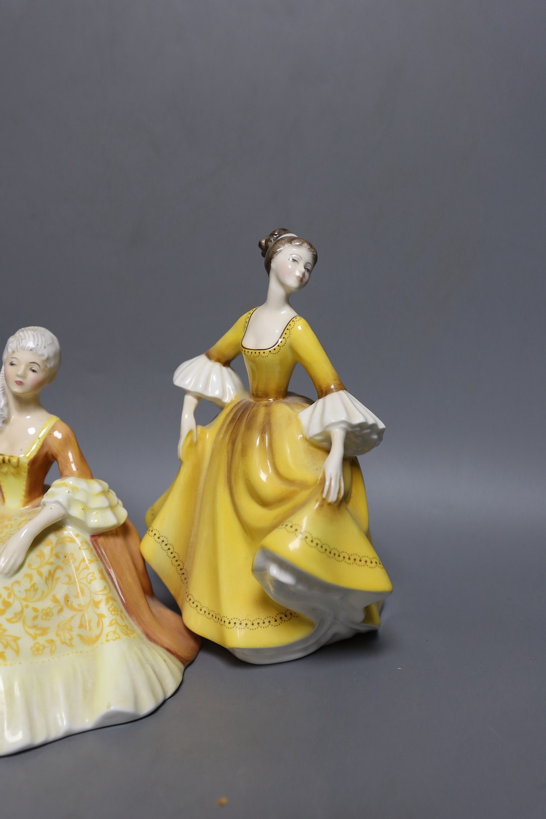 Three Royal Doulton figures of ladies, Stephanie, Soirée and Meditation